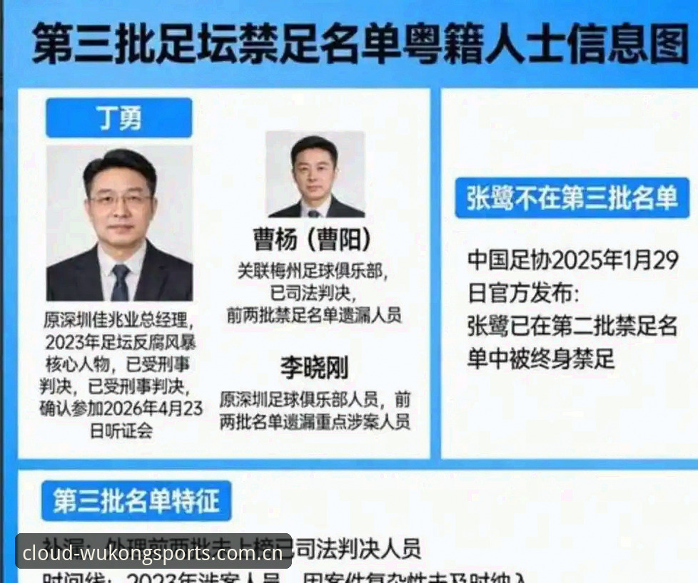 足协第三批禁足名单最新动态：17人终身禁赛，48人面临行业禁令